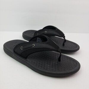 NEW KS Island Mens Size 10W Black Slip On Casual Thong Flip Flop Sandals 13173